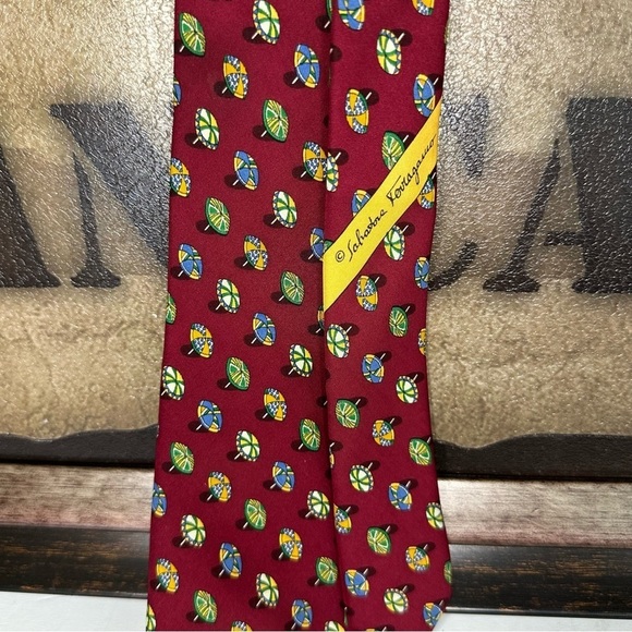 Salvatore Ferragamo Red Sun Umbrella Silk Power Tie - Picture 3 of 7